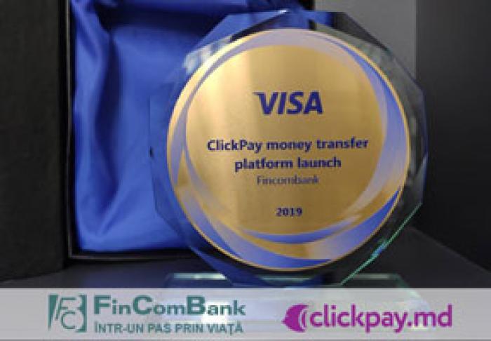 FINCOMBANK PREMIATĂ DE VISA PENTRU LANSAREA PLATFORMEI UNICE ÎN MOLDOVA CLICKPAY.MD