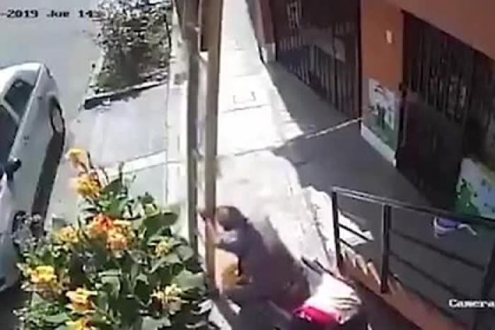 Пенсионер стряхнул маляра с девятиметровой лестницы и попал на видео