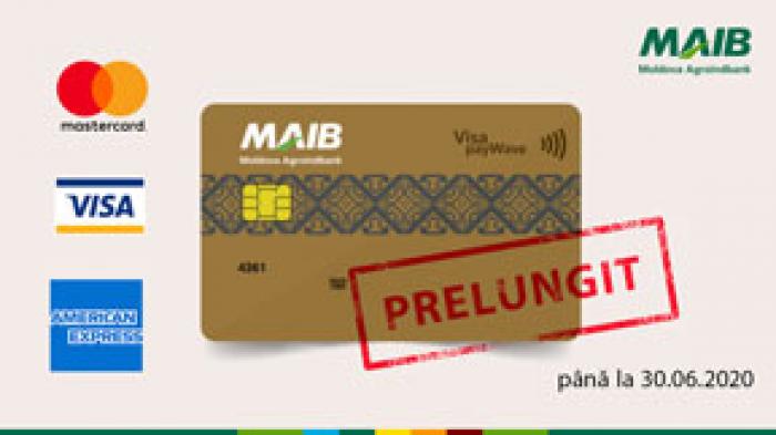 MAIB PRELUNGEȘTE TERMENUL DE VALABILITATE A TUTUROR TIPURILOR DE CARDURI CARE EXPIRĂ
