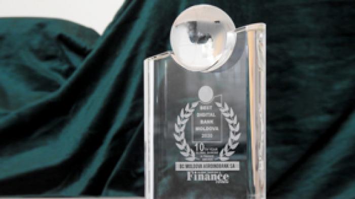 MOLDOVA AGROINDBANK A LUAT TROFEUL „BEST DIGITAL BANK MOLDOVA 2020” PENTRU CEA MAI DIGITALIZATĂ BANCĂ DIN ŢARĂ