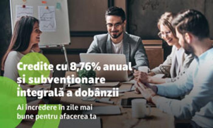 CREDITE PENTRU AFACERI DE LA MOBIASBANCA – OTP GROUP, CU POSIBILITATE DE SUBVENȚIONARE INTEGRALĂ A DOBÂNZII