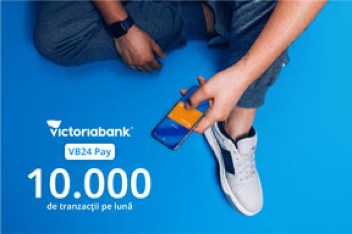 10.000 DE TRANZACŢII/LUNĂ AU FOST FĂCUTE ÎN ACEST AN CU TELEFONUL, PRIN APLICAȚIA VB24 PAY,APROAPE DUBLU FAŢĂ DE ACEEAȘI PERIOADĂ A ANULUI TRECUT