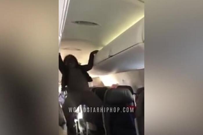 Поведение пьяной авиадебоширки сравнили с изгнанием дьявола и сняли на видео