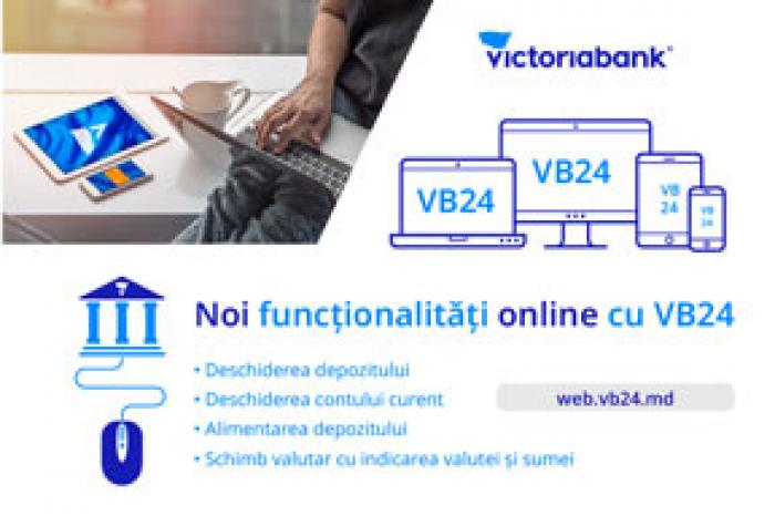 VB24 – NOI FUNCȚIONALITĂȚI ÎN APLICAȚIA DE ONLINE BANKING DE LA VICTORIABANK