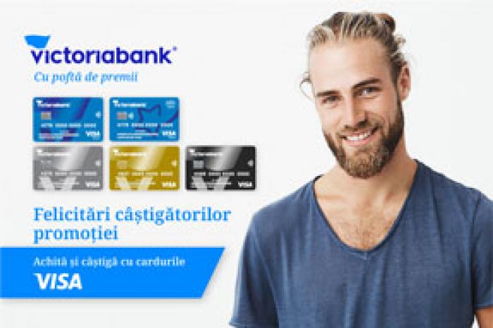 PREMII DE PÂNĂ LA 50 000 DE LEI PENTRU CEI 65 DE CÂȘTIGĂTORI AI PROMOȚIEI – CÂȘTIGĂ PREMII MULTIPLICATE LA 5 SAU CHIAR LA 10 CU VISA DE LA VICTORIABANK”