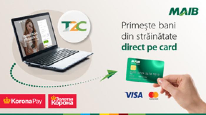 MOLDOVA AGROINDBANK ȘI ZOLOTAYA KORONA LANSEAZĂ SERVICIUL DE TRANSFER DE BANI DIN STRĂINĂTATE DIRECT PE CARD