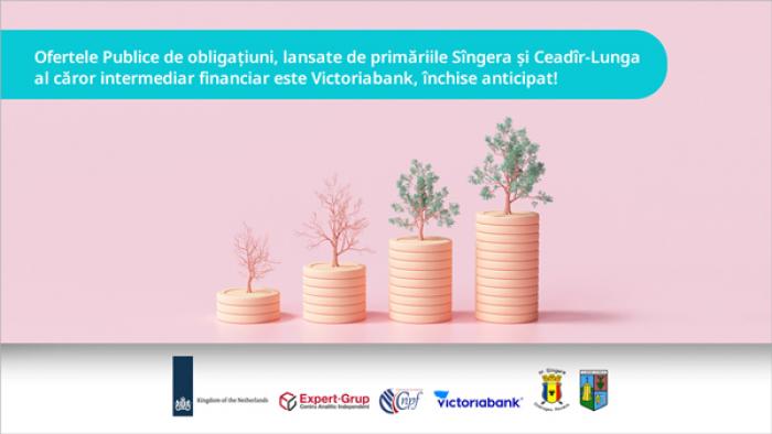 ​Premieră de succes pe piața de capital din Republica Moldova. Obligațiunile municipale emise de Primăriile Sîngera și Ceadîr-Lunga, subscrise integral cu sprijinul Victoriabank