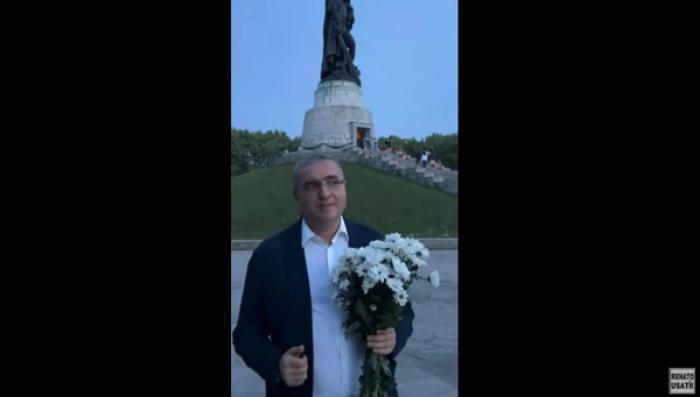 PE 9 MAI RENATO USATÎI A MERS LA BERLIN ȘI A DEPUS FLORI LA MEMORIALUL DEDICAT VICTORIEI ASUPRA FASCISMULUI DIN TREPTOWER PAR