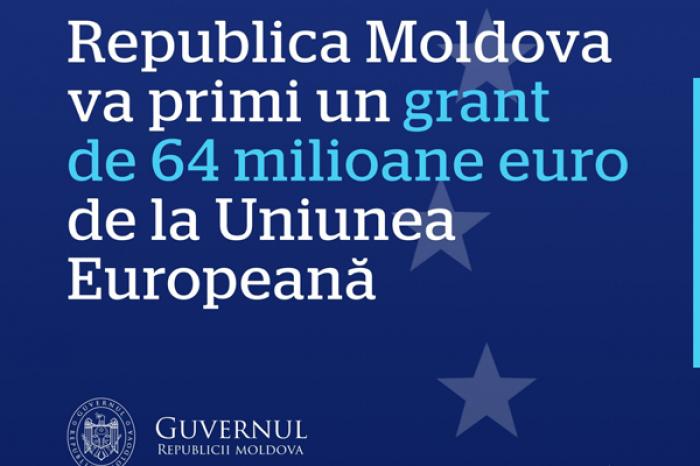 ЕВРОСОЮЗ ПРЕДОСТАВИТ МОЛДОВЕ ГРАНТ В 64 МЛН. ЕВРО, ЧАСТЬ ИЗ КОТОРЫХ БУДЕТ ИСПОЛЬЗОВАНА ДЛЯ ЗАКУПОК ГАЗА ДЛЯ ПРИДНЕСТРОВЬЯ