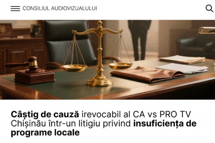 СОВЕТ ПО ТЕЛЕВИДЕНИЮ И РАДИО ВЫИГРАЛ СУД У ТЕЛЕКАНАЛА PRO TV