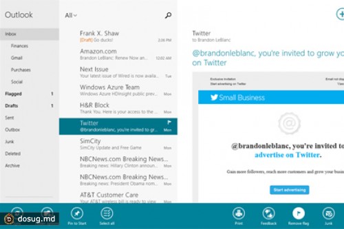 Почту из Windows 8 научат создавать папки