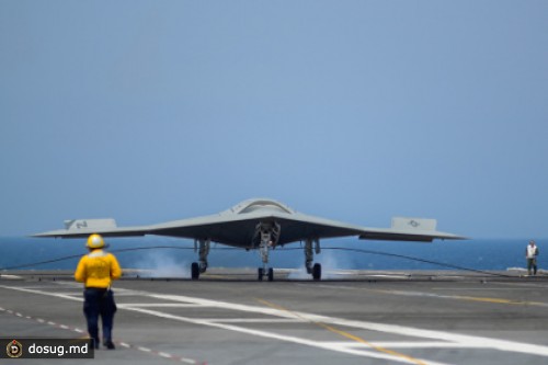 Посадка палубного беспилотника X-47B завершилась неудачей