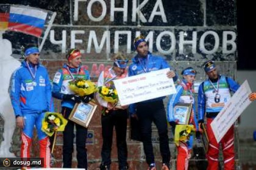 Российские биатлонисты завоевали золото, серебро и бронзу в «Гонке чемпионов»