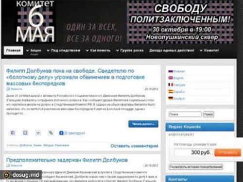 Сайт помощи фигурантам "болотного дела" атаковали в день митинга