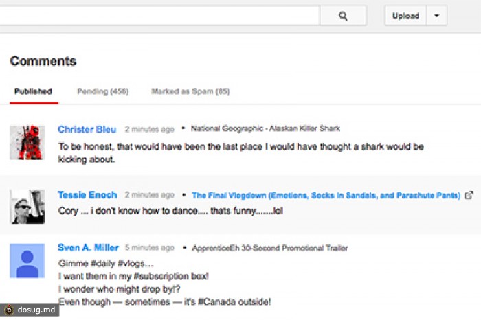 YouTube вернул раздел управления комментариями