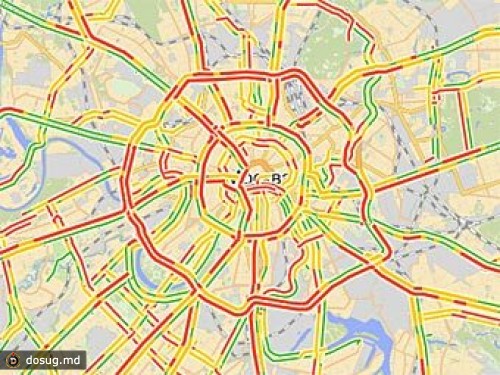 Загруженность дорог в Москве впервые в 2012 году достигла 10 баллов