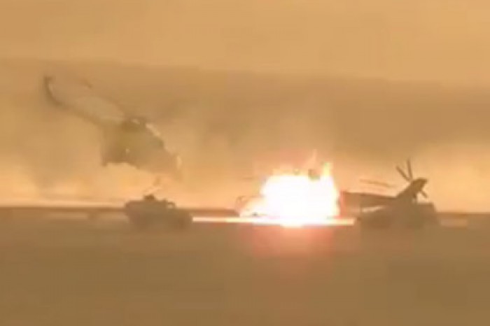 Появилось видео обстрела российского вертолета в Сирии