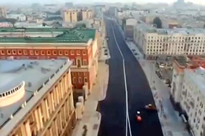 Реконструированную Тверскую улицу в Москве сняли с квадрокоптера