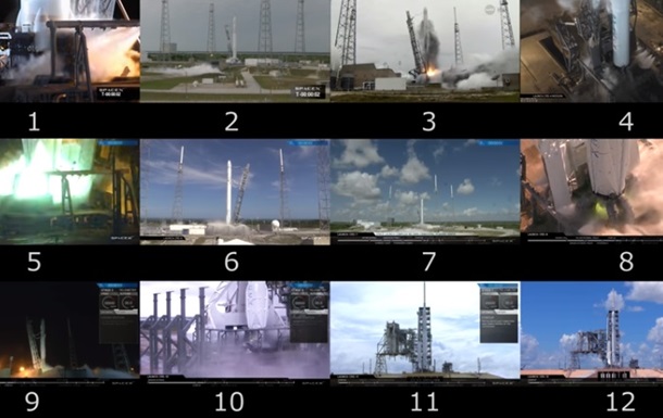 Старт Falcon 9 показали синхронно с 12 камер