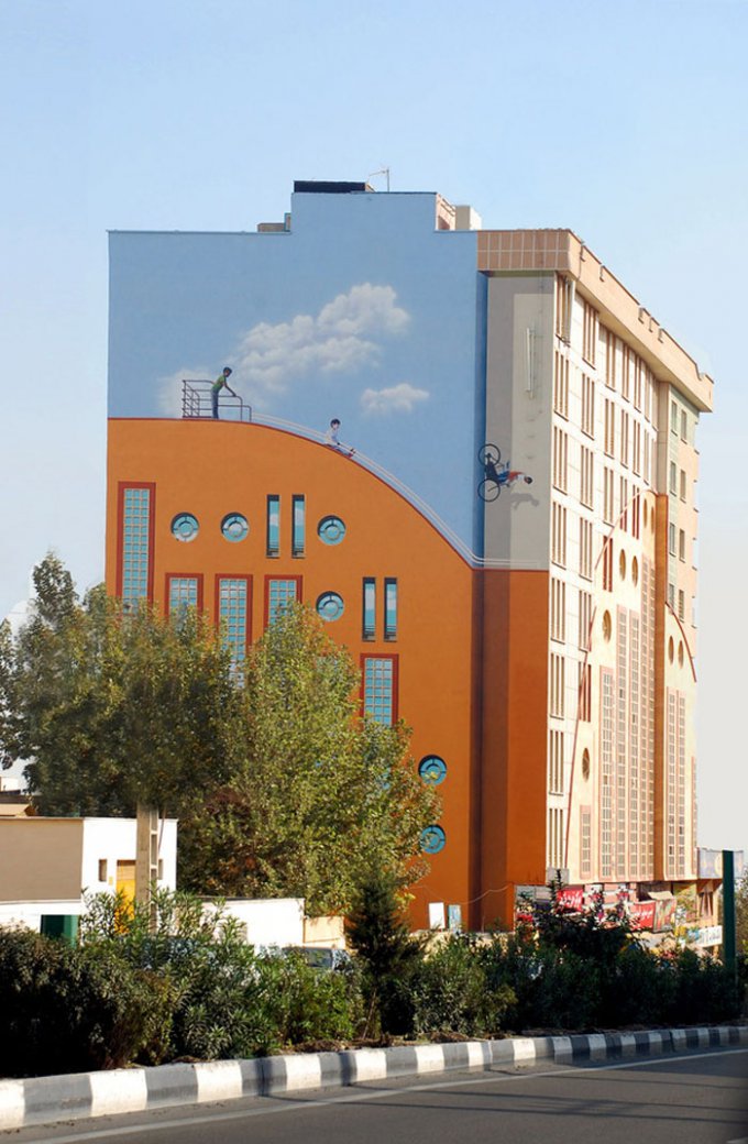 Иллюзорный street art от команды художников Blue Sky Painters
