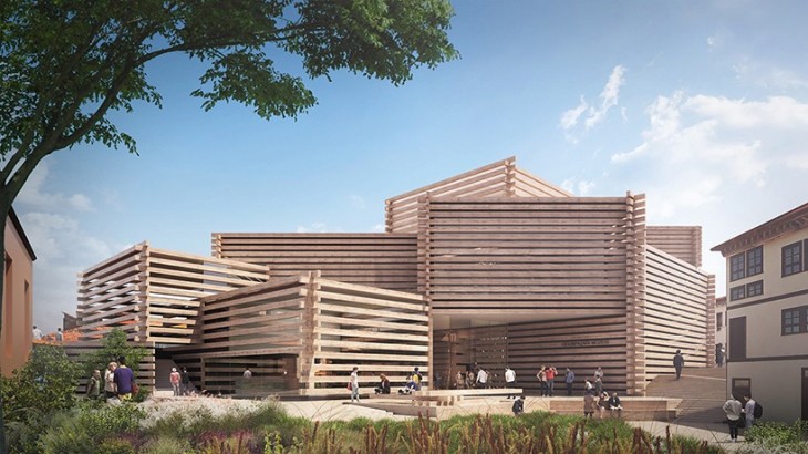 Проект музея с деревянными балками от Kengo Kuma